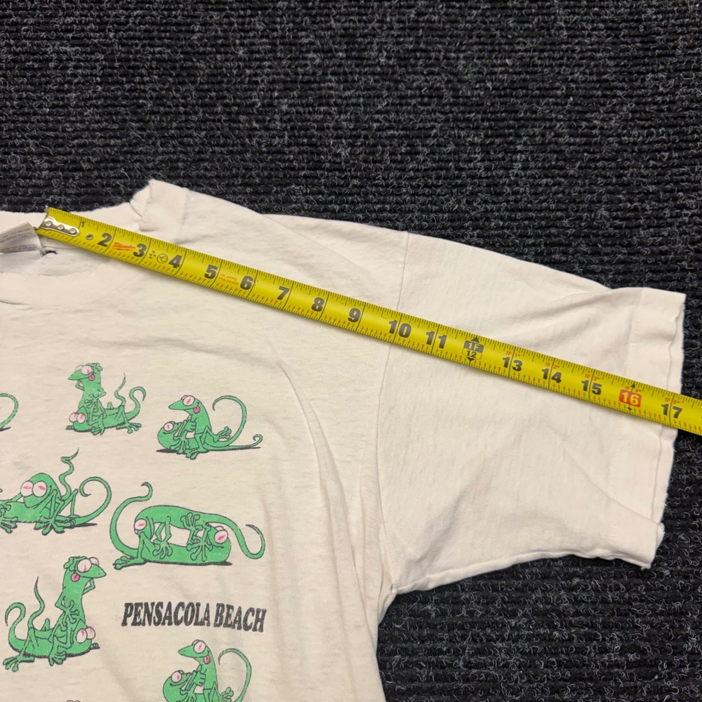 Vintage 90s Pensacola Beach Lizard T-Shirt Nixon Did This Single Stitch White L - Picture 4 of 16